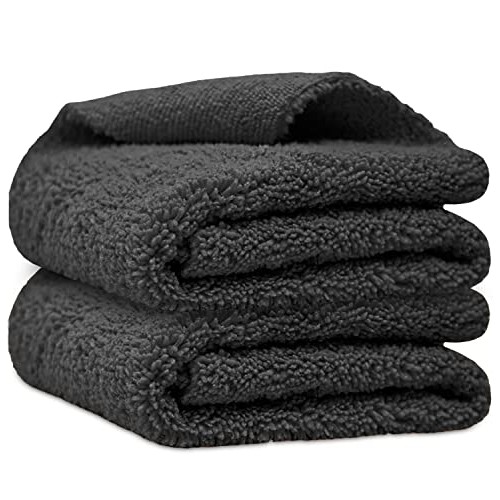 Towelogy Edgeless Dual-Pile Microfibre Car Cleaning Cloths, Grey, 40 x 40cm, 2 Pack — image 1