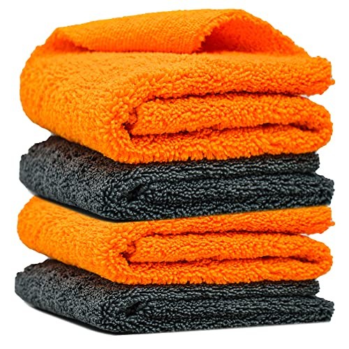 Towelogy Edgeless Dual-Pile Microfibre Car Cloths, 40 x 40cm, Orange/Grey, Pack of 4 — image 1