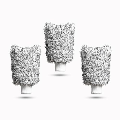 U4T Collections Premium Car Wash Mitts, 3 Pack, Black Microfibre — image 1