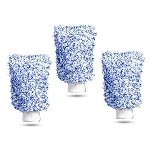 U4T Collections Blue Microfibre Car Wash Mitts, 3 Pack — image 1