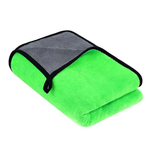 URAQT Green Microfibre Car Drying Towel, 90 x 60cm, 500GSM — image 1