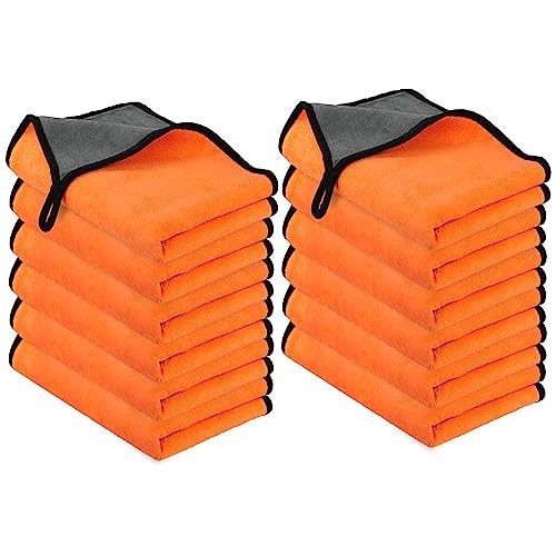 URAQT Orange Microfibre Car Cleaning Cloths, 12 Pack, 40 x 60 cm — image 1
