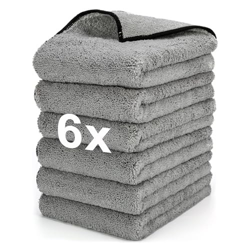 WEAWE Gray Microfibre Car Cleaning Towels, 6 Pack, 60 x 40 cm — image 1