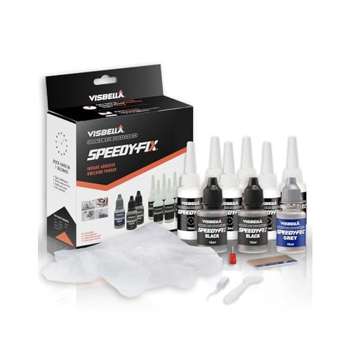 Visbella Speedy Fix Glue with Black and Grey Filler, 9-Piece Set — image 1